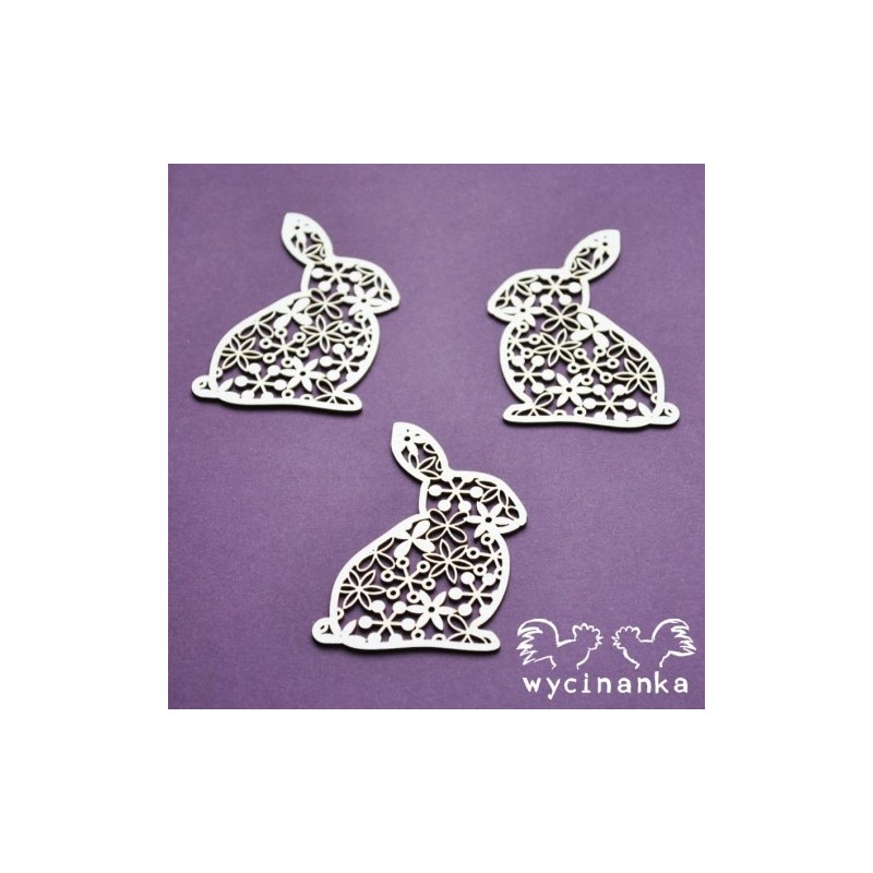 Kartoninė formelė "Easter 2020" lacy rabbits 3 vnt