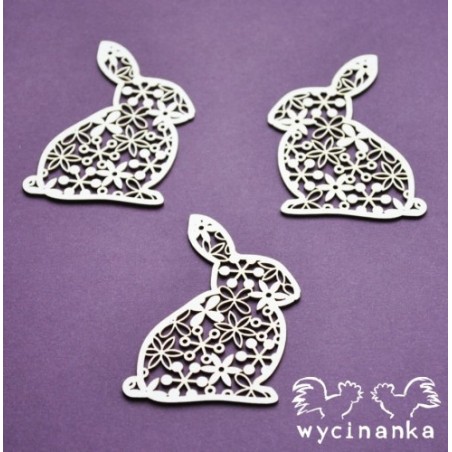 Kartoninė formelė "Easter 2020" lacy rabbits 3 vnt
