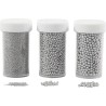 Mini stiklo karoliukai silver, 3x15g