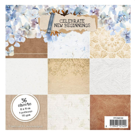 Popieriaus rinkinys "Celebrate new beginnings", 15x15cm, 36 lapai