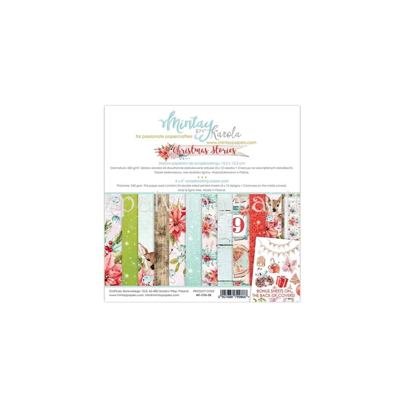 Popieriaus rinkinys "Christmas Stories" 15x15cm, 24 lapai