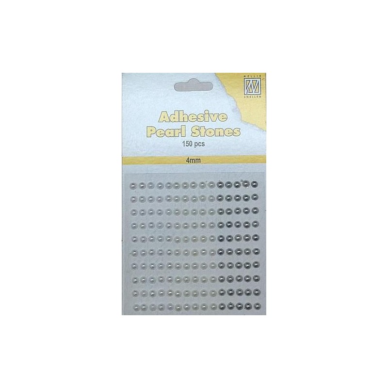 Pusiniai perliukai priklijuojami "Nellie‘s Choice Adhesive pearls 4 mm White-Ivory-Silver", 150vnt.