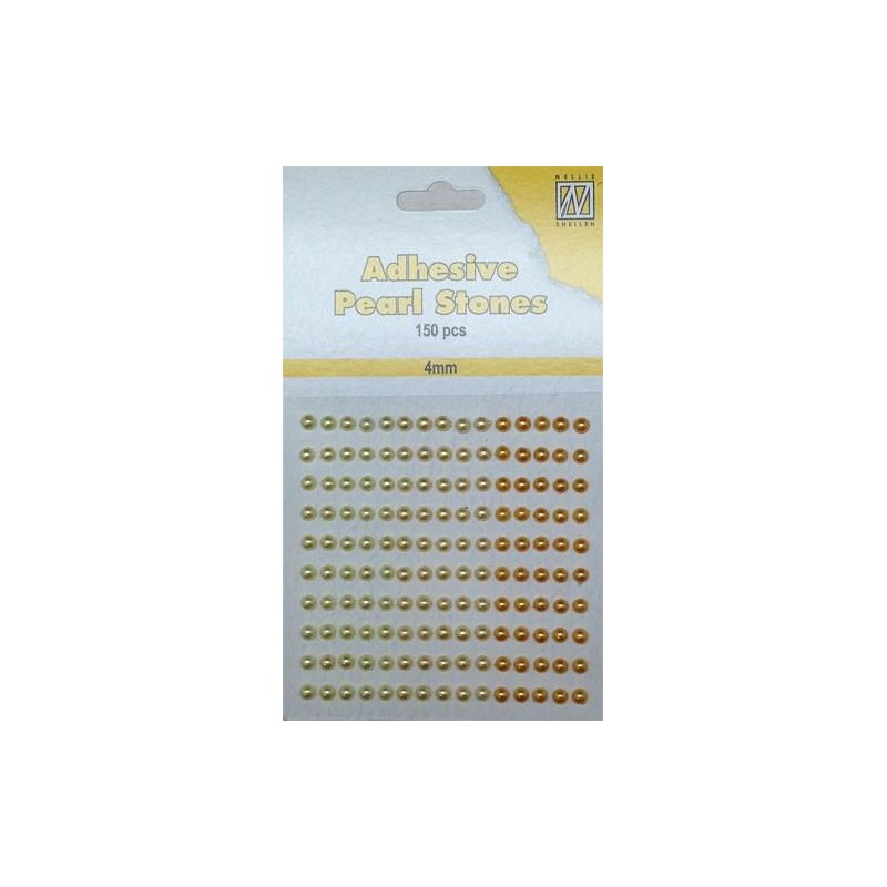 Pusiniai perliukai priklijuojami "Nellie‘s Choice Adhesive pearls 4 mm Yellow", 150vnt.