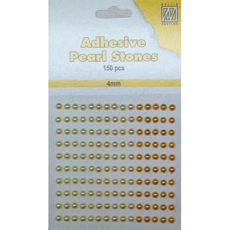 Pusiniai perliukai priklijuojami "Nellie‘s Choice Adhesive pearls 4 mm Yellow", 150vnt.