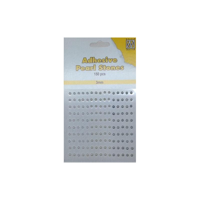 Pusiniai perliukai priklijuojami "Nellie‘s Choice Adhesive pearls 3 mm White-Ivory-Silver", 150vnt.