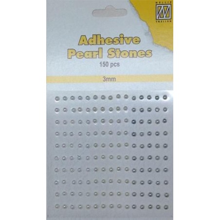 Pusiniai perliukai priklijuojami "Nellie‘s Choice Adhesive pearls 3 mm White-Ivory-Silver", 150vnt.