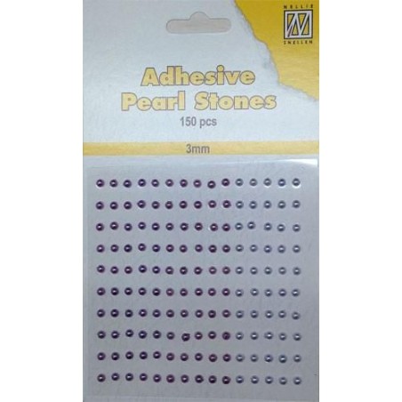 Pusiniai perliukai priklijuojami "Nellie‘s Choice Adhesive pearls 3 mm  Lilac", 150vnt.