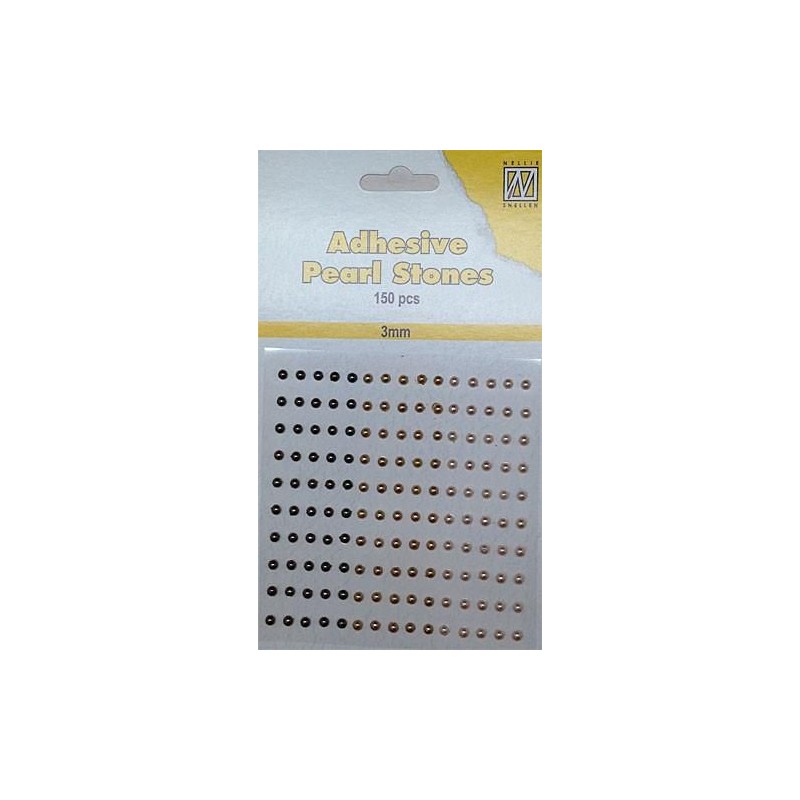 Pusiniai perliukai priklijuojami "Nellie‘s Choice Adhesive pearls 3 mm  Bronze - Gold", 150vnt.