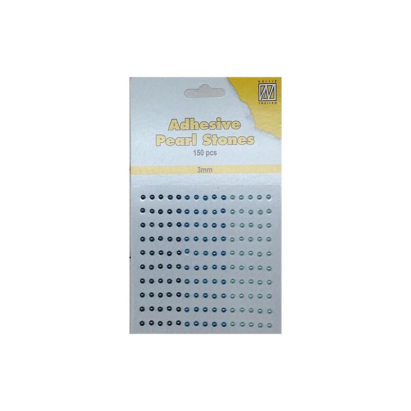 Pusiniai perliukai priklijuojami "Nellie‘s Choice Adhesive pearls 3 mm  Blue - Aqua", 150vnt.