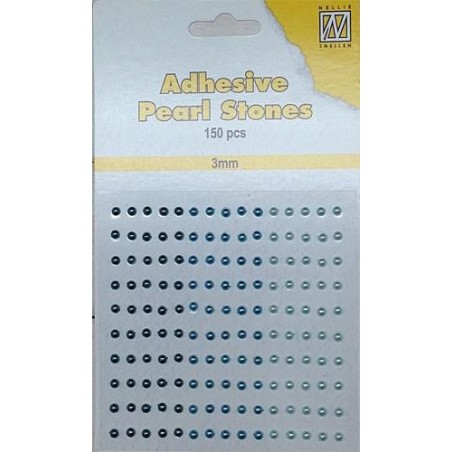 Pusiniai perliukai priklijuojami "Nellie‘s Choice Adhesive pearls 3 mm  Blue - Aqua", 150vnt.