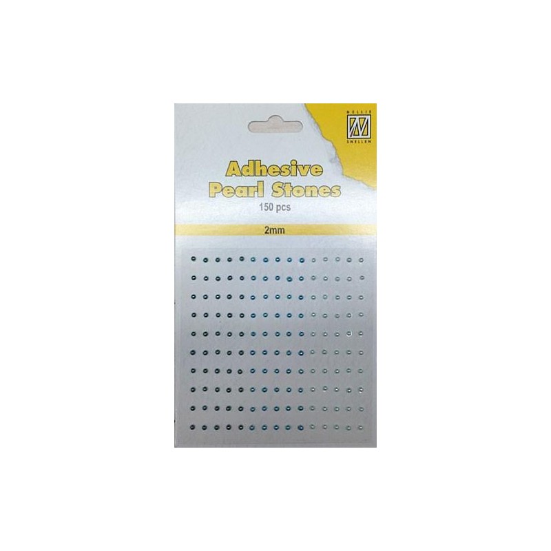 Pusiniai perliukai priklijuojami "Nellie‘s Choice Adhesive pearls 2 mm Blue - Aqua", 150vnt.