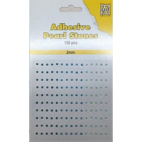 Pusiniai perliukai priklijuojami "Nellie‘s Choice Adhesive pearls 2 mm Blue - Aqua", 150vnt.
