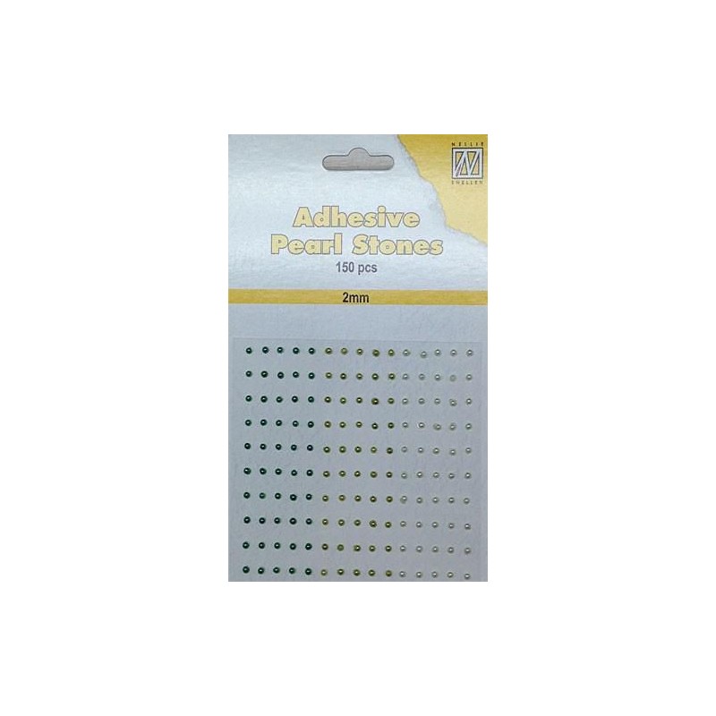 Pusiniai perliukai priklijuojami "Nellie‘s Choice Adhesive pearls 2 mm Green", 150vnt.