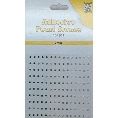 Pusiniai perliukai priklijuojami "Nellie‘s Choice Adhesive pearls 2 mm Green", 150vnt.