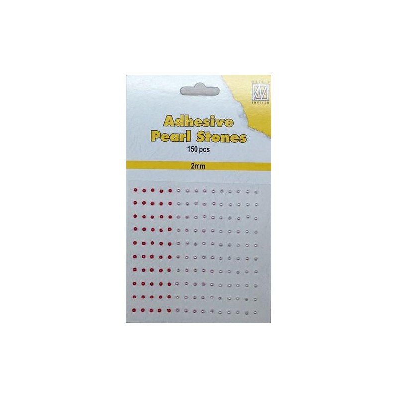 Pusiniai perliukai priklijuojami "Nellie‘s Choice Adhesive pearls 2 mm Red - Pink", 150vnt.