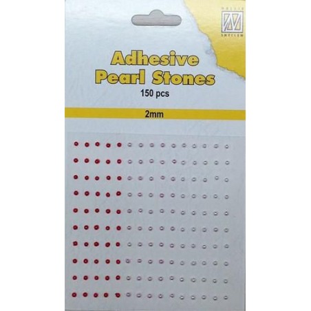 Pusiniai perliukai priklijuojami "Nellie‘s Choice Adhesive pearls 2 mm Red - Pink", 150vnt.