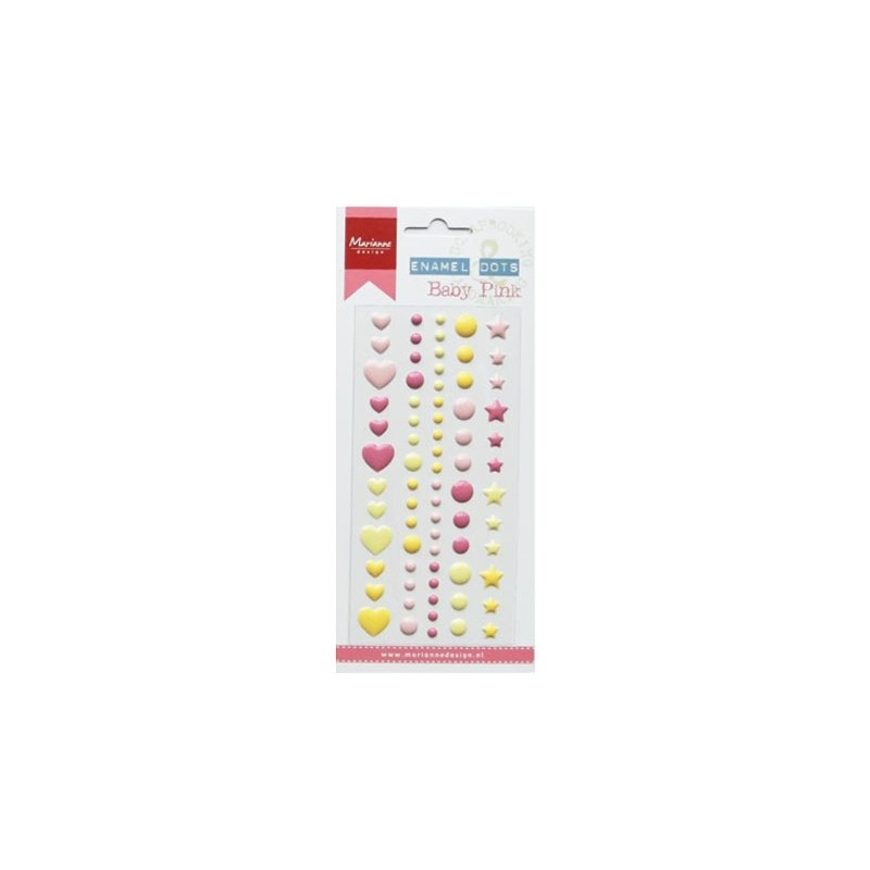 Priklijuojamos emalės detalės "Enamel Dots: Baby Pink", 72vnt.