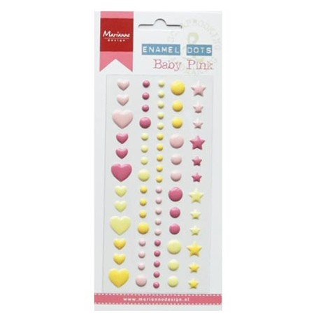 Priklijuojamos emalės detalės "Enamel Dots: Baby Pink", 72vnt.