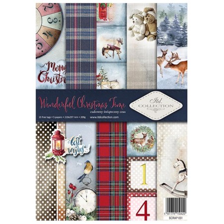 Popieriaus rinkinys "Wonderful Christmas time", A4, 5 lapai