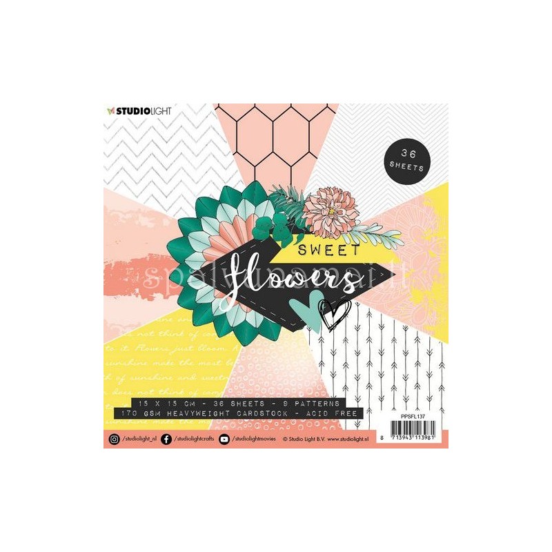 Popieriaus rinkinys "Studio Light Paper Pad 137" 15x15cm, 36 lapai