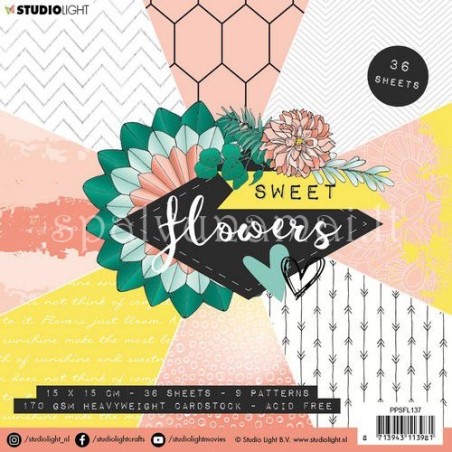 Popieriaus rinkinys "Studio Light Paper Pad 137" 15x15cm, 36 lapai