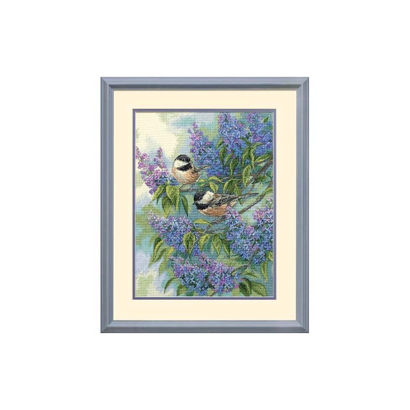 35258 Rinkinys siuvinėjimui "Chickadees and  Lilacs"
