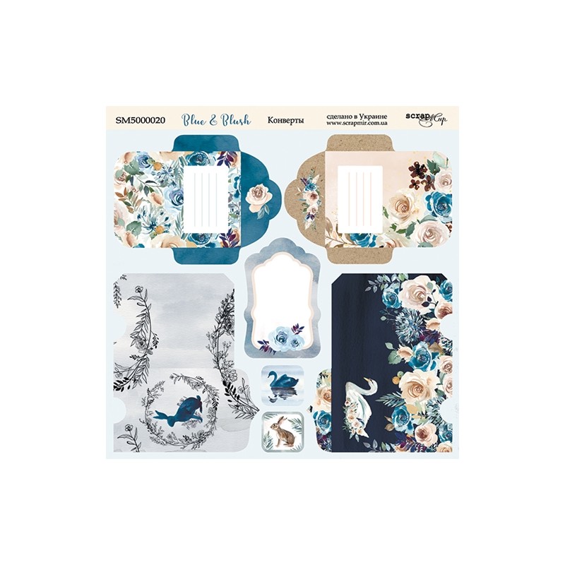 Popierius ScrapMir "Blue & Blush: envelopes" 20x20 cm