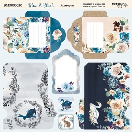 Popierius ScrapMir "Blue & Blush: envelopes" 20x20 cm