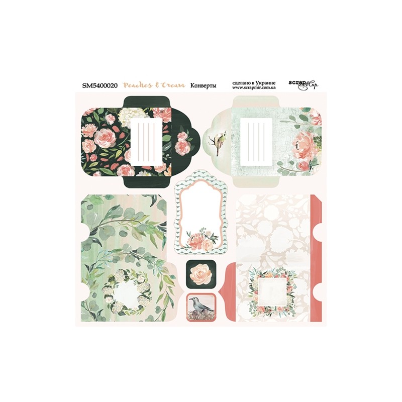 Popierius ScrapMir "Peaches & Cream: envelopes" 20x20 cm