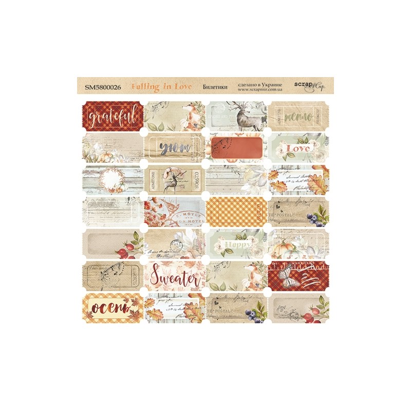 Popierius ScrapMir "Falling in Love: Tickets" 20x20 cm