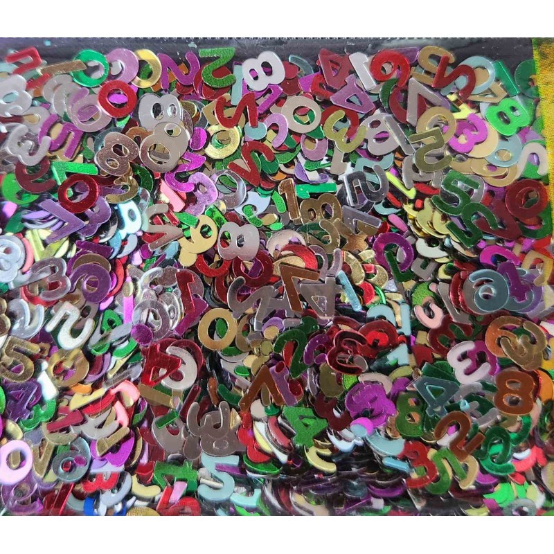 Plastikiniai papuošimai "Conffeti pins numbers"