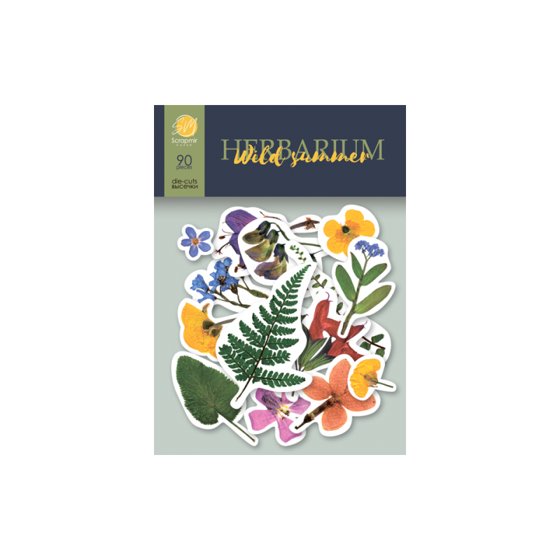 Iškirstų paveikslėlių rinkinys "Herbarium Wild summer", 90 vnt.