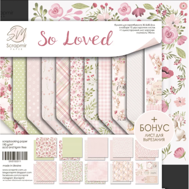Popieriaus rinkinys "ScrapMir: So Loved", 30,5x30,5 cm, 10 lapų