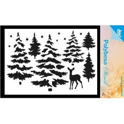 Plastikinis trafaretas A6 "Pine trees and deer"