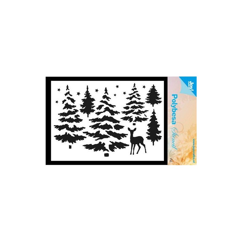 Plastikinis trafaretas A6 "Pine trees and deer"