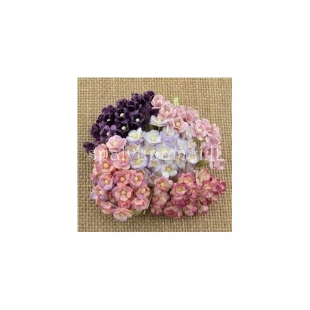 Popierinės gėlės "Miniature blossom mixed Lilac", 20vnt.