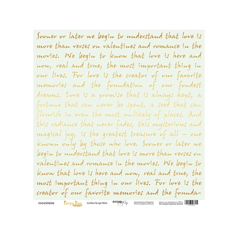 Vienpusis popierius "SM Every Day Gold:  Golden Script Mint"