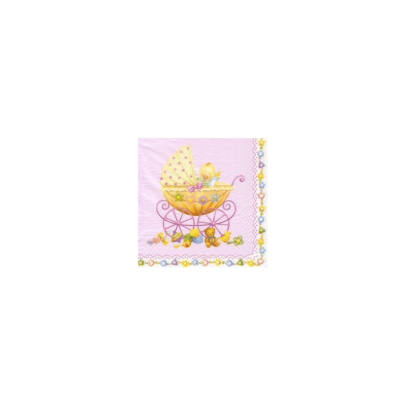 Servetėlė Nr.052 "Baby Carriage Pink" 33x33cm