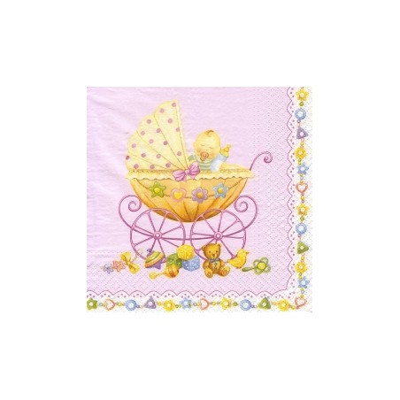 Servetėlė Nr.052 "Baby Carriage Pink" 33x33cm