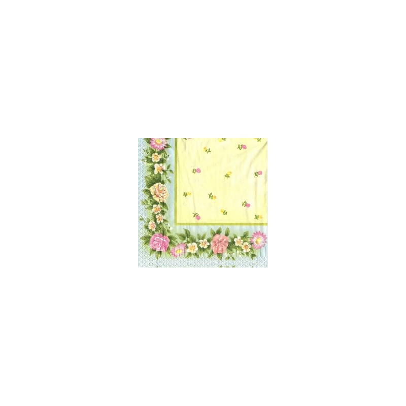 Servetėlė Nr.079 "Light yellow flower border" 33x33cm
