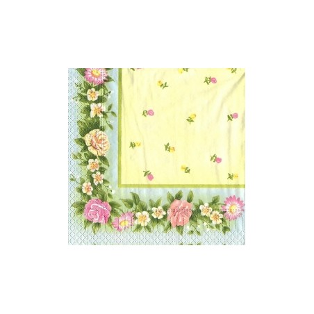 Servetėlė Nr.079 "Light yellow flower border" 33x33cm