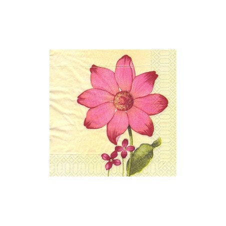 Servetėlė Nr.129 "Pink flower in cream" 33x33cm