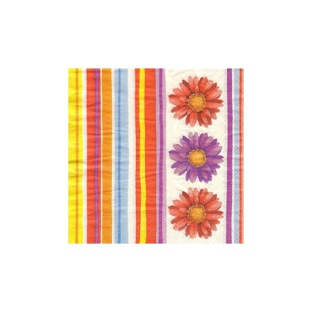 Servetėlė Nr.204 "Stripes and orange flowers" 33x33cm