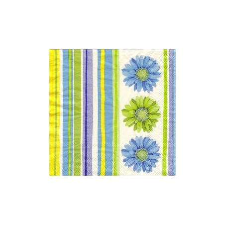 Servetėlė Nr.205 "Stripes and blue flowers" 33x33cm