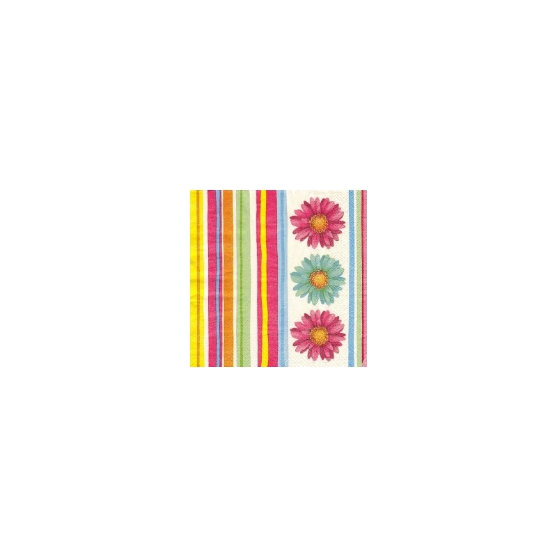 Servetėlė Nr.206 "Stripes and red flowers" 33x33cm