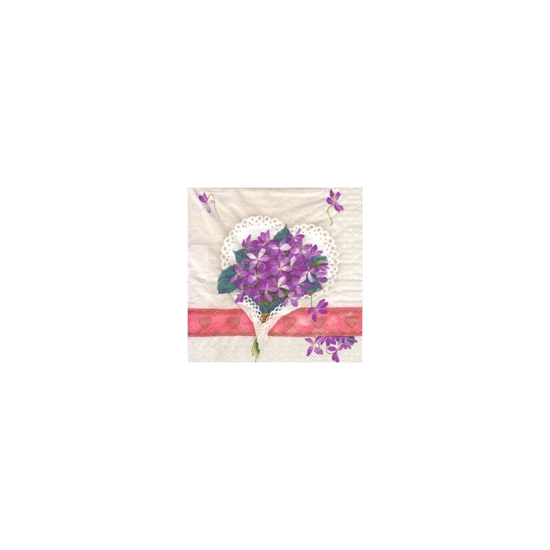 Servetėlė Nr.211 "Violets in heart" 33x33cm