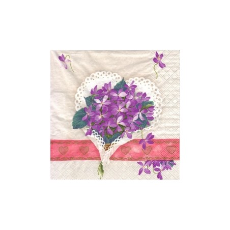 Servetėlė Nr.211 "Violets in heart" 33x33cm